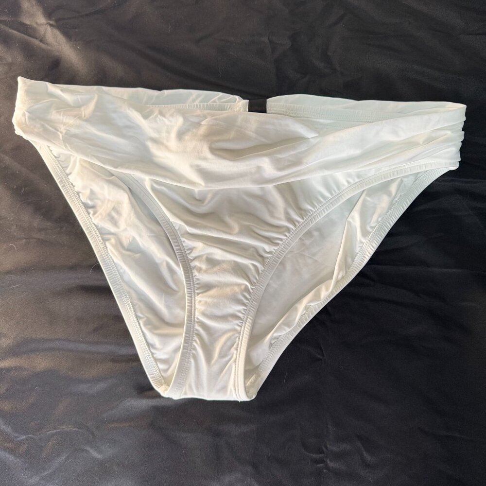 La Blanca Island Goddess Ruched Band Hipster Bottom | Sz 16 | White